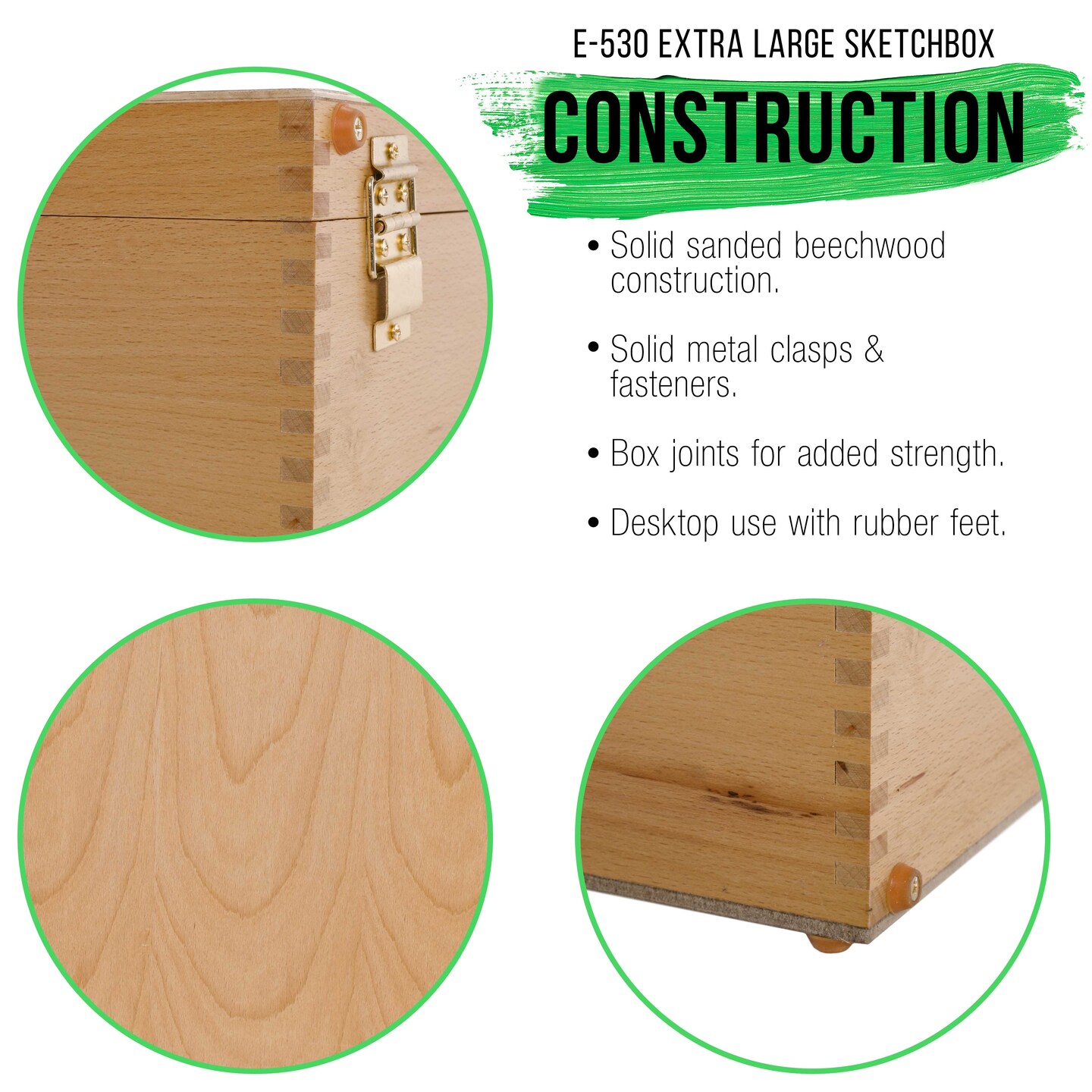 Extra Large 2 Drawer Adjustable Wood Sketchbox Easel with Storage - Portable Artist Desktop Easels for Drawing, Painting, Premium Beechwood - Table top Easel with Paint Palette, Case