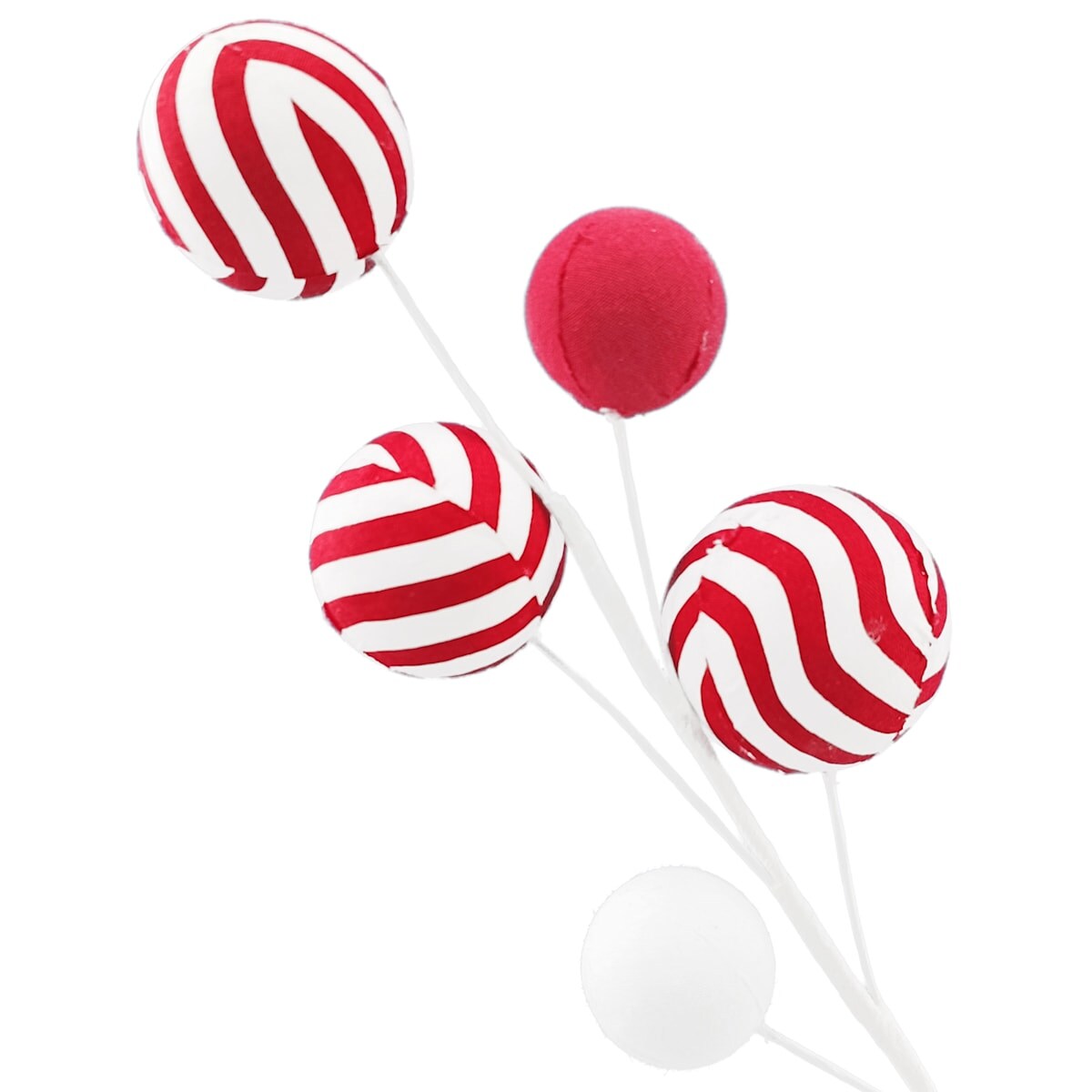 31″ Red & White Peppermint Ball Pick – Candy Christmas Decoration Stem
