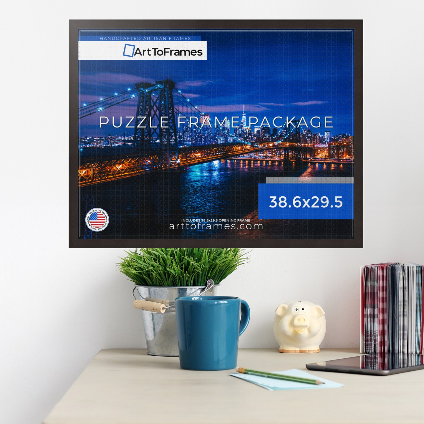 ArtToFrames 38.6x29.5 INCH / 98x75 CM Puzzle Frame for 2000 piece Puzzles.This 1.25 Inch Custom MDF Frame for Puzzles Comes with Economy Acrylic, Available in Multiple Colors