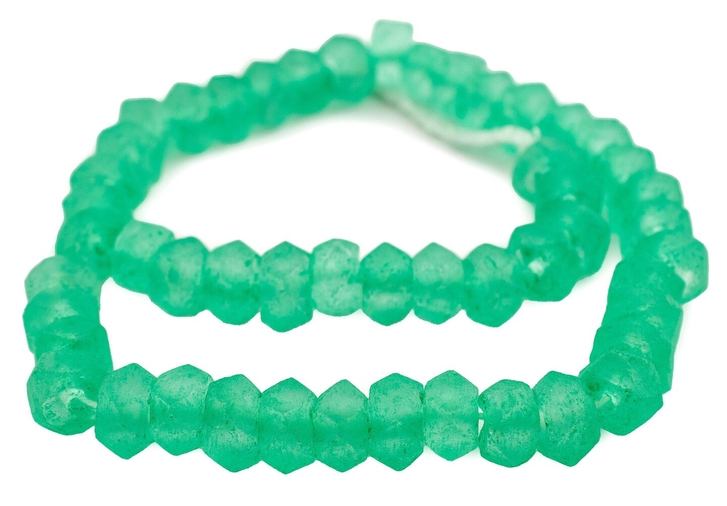 The Bead Chest Verdant Green Faceted Recycled Java Sea Glass Beads - Full Strand of Faceted Bottle Glass Beads | Approximately 48 Beads