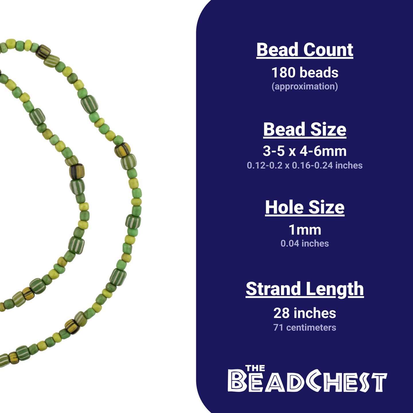 The Bead Chest Java Glass Beads Medley: Cylindrical 4-6mm Beads for DIY Crafts & Jewelry | Full Strand