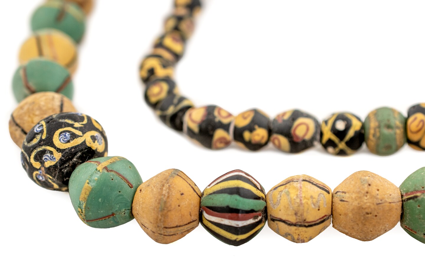 The Bead Chest Fancy Antique Venetian King Beads: Authentic Glass Bicones from West Africa, Multicolor