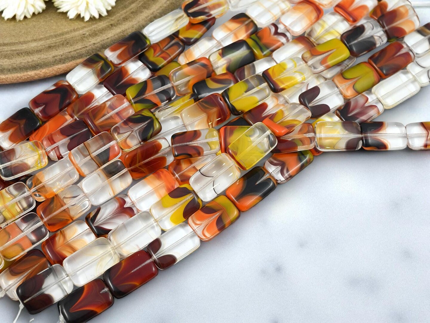 Rectangle Beeds *11* 19x12mm Blended Fall Crystal Flat Rectangle Beads | Michaels