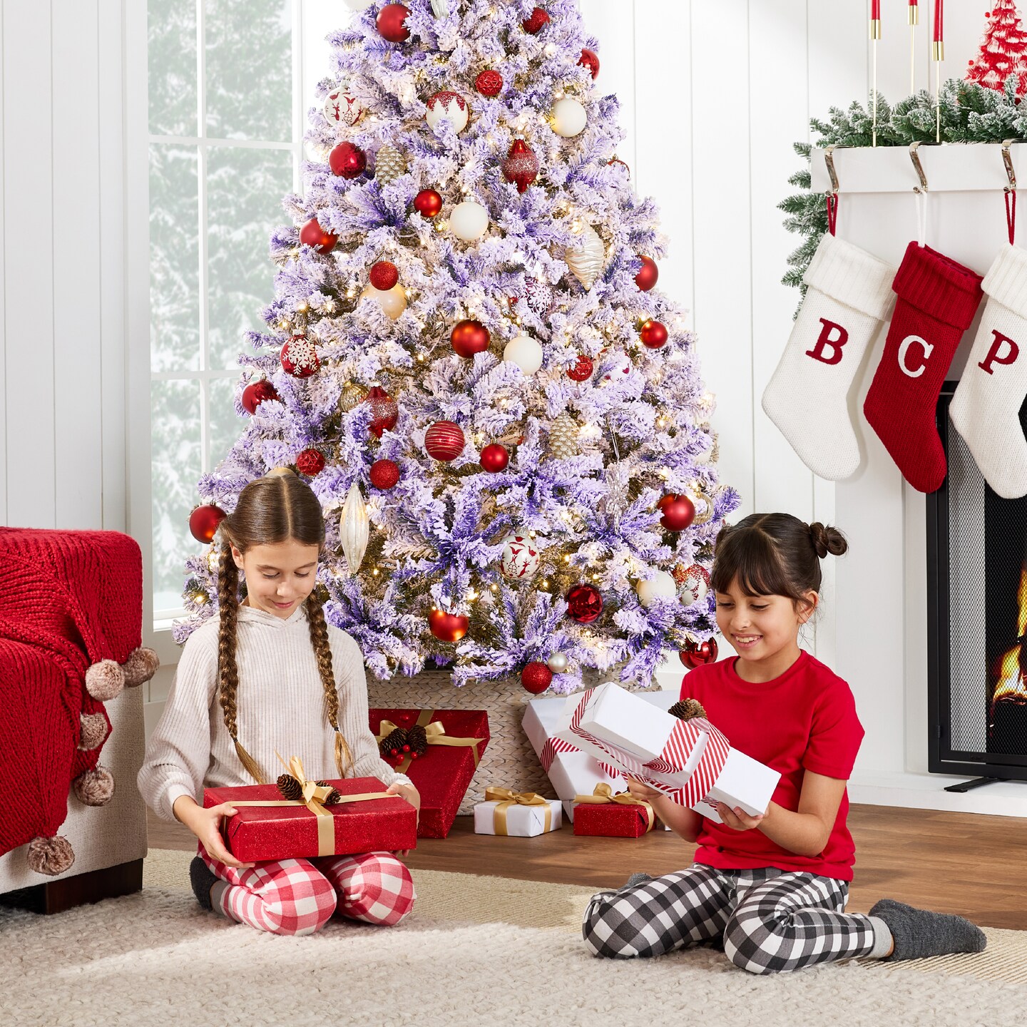 Best Choice Products Pre-Lit Lavender Christmas Pine Tree w/ Flocked Branches, Warm-White Lights