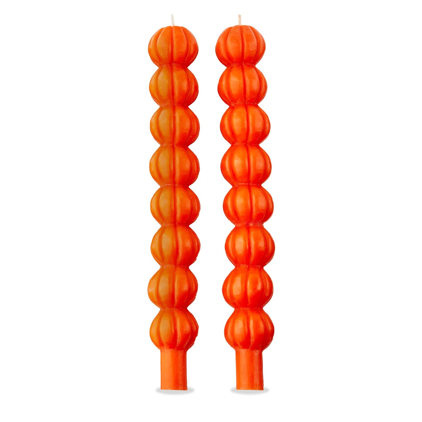 Pumpkin Taper Candles - Orange Halloween Flame Candles, 14 Hour Burn Time, 1.5x1.5x12 inches, Paraffin Wax, Novelty Decor