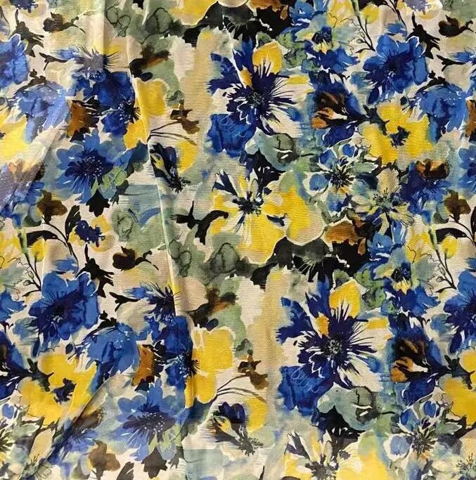1 Yard Floral Watercolor Mesh Digital Print Fabric, 54″ Width Polyester Spandex Blend