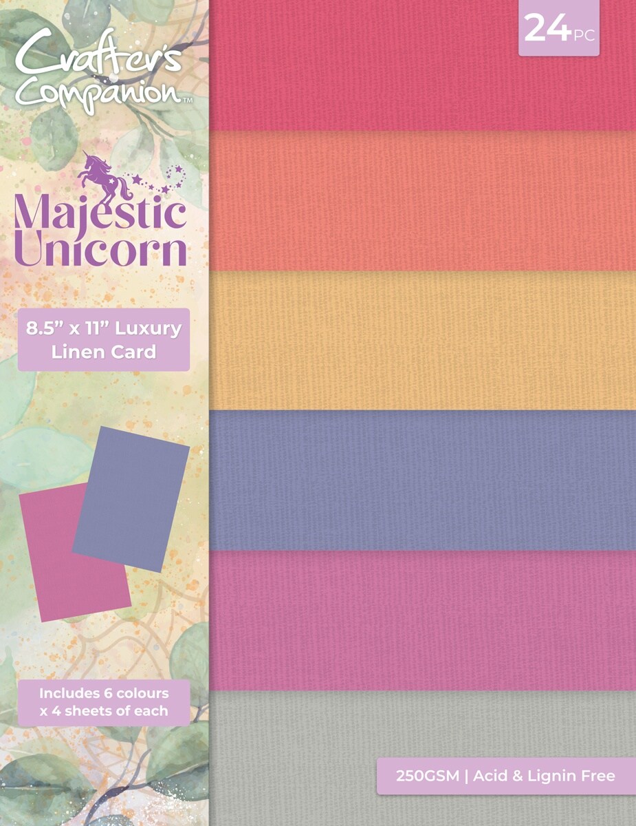 Crafter's Companion Luxury Linen Card Pack 8.5"X11"-Majestic Unicorn
