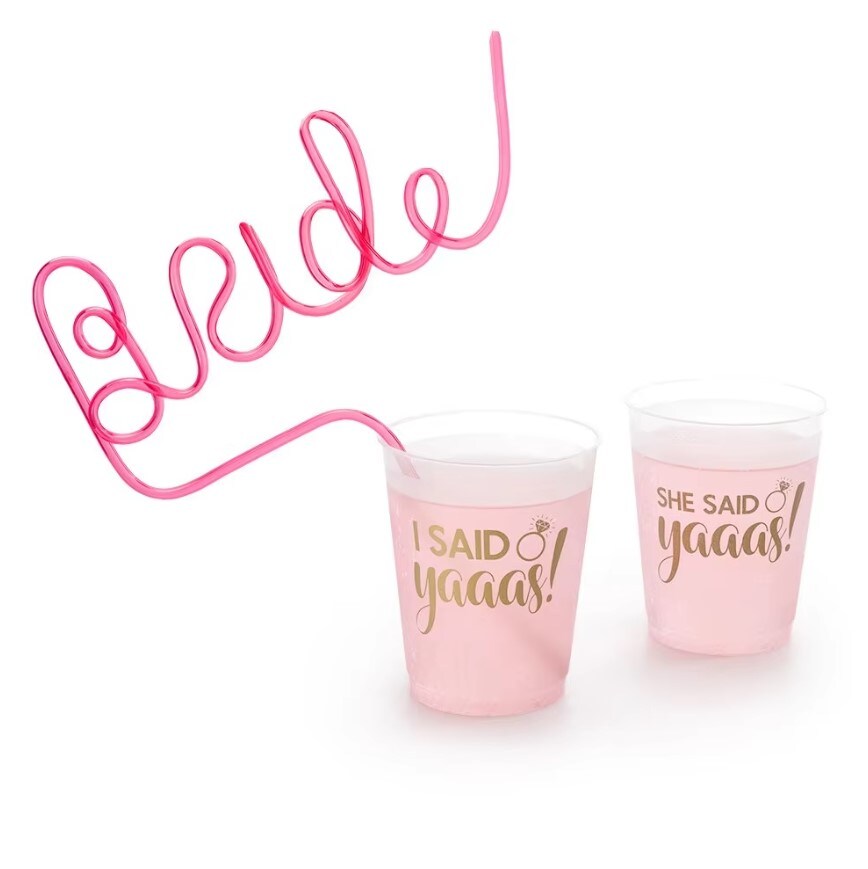 16 pcs Bachelorette Party Cups Engagement Party Decoration Bride to Be Gift Bridal Shower Party Decorations Bride Straw