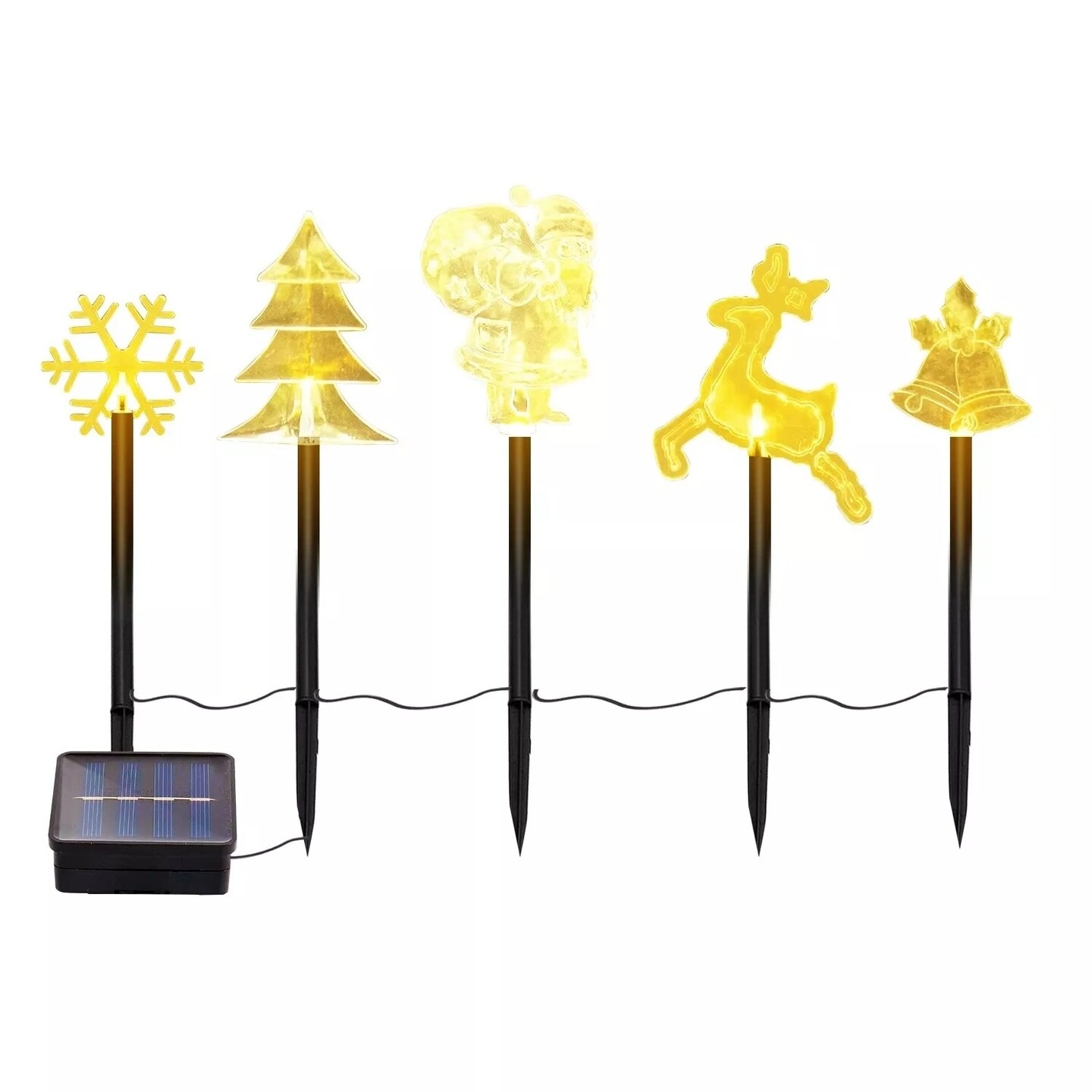 5PCS Solar Christmas Stake Light Reindeer Snowflake Santa Claus Lamp