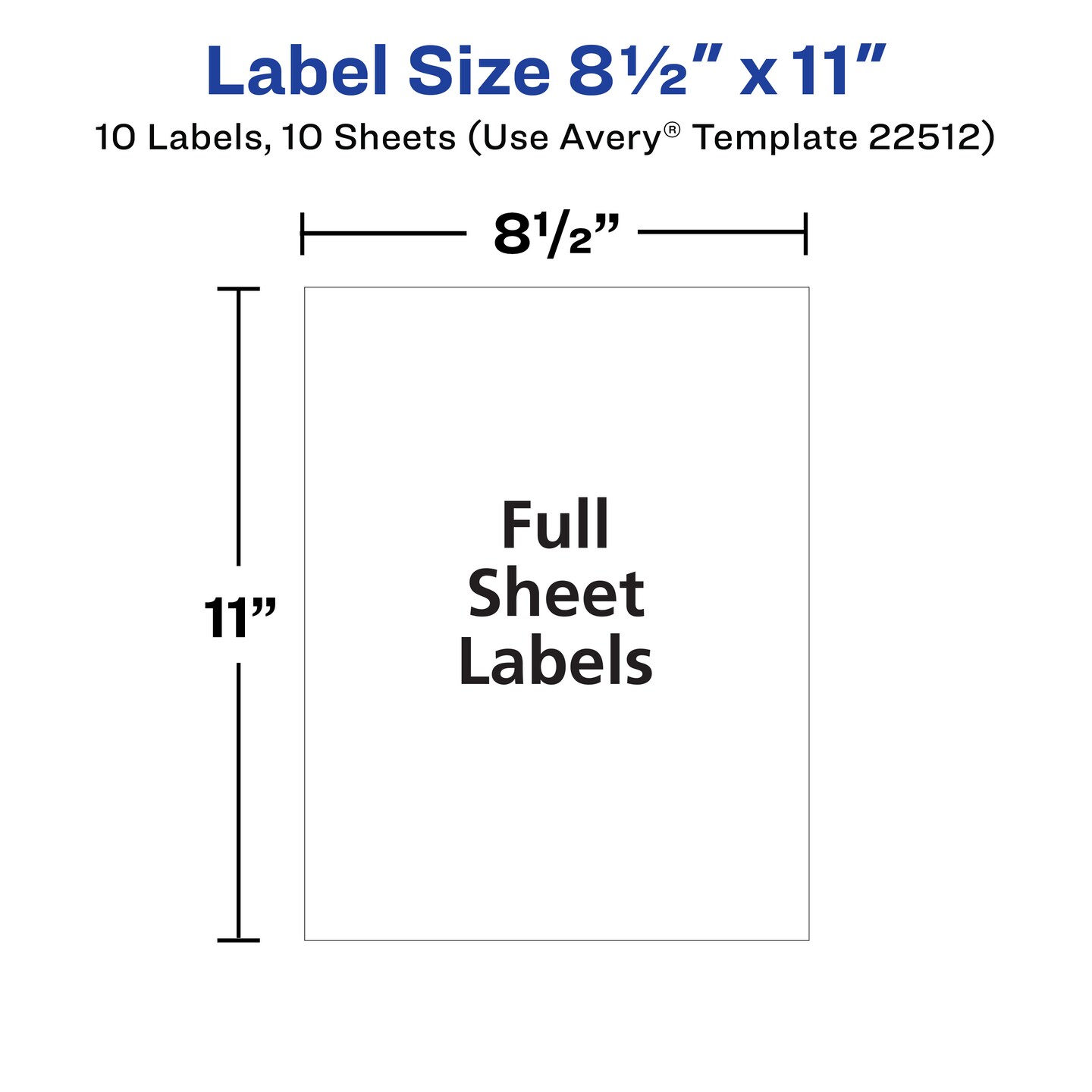 Avery Shipping Labels, 8.5&#x22; x 11&#x22;, Matte Clear Labels, Permanent, Laser/Inkjet, 10 Printable Labels (22512)