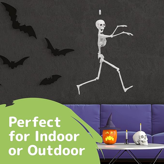 Halloween Skeleton for Halloween D&#xE9;cor &#x26; Day of The Dead D&#xE9;cor - 2.5 ft Full Size Halloween Plastic Skeleton with Movable Joints for Best Halloween Skeletons Decoration - Indoor &#x26; Outdoor