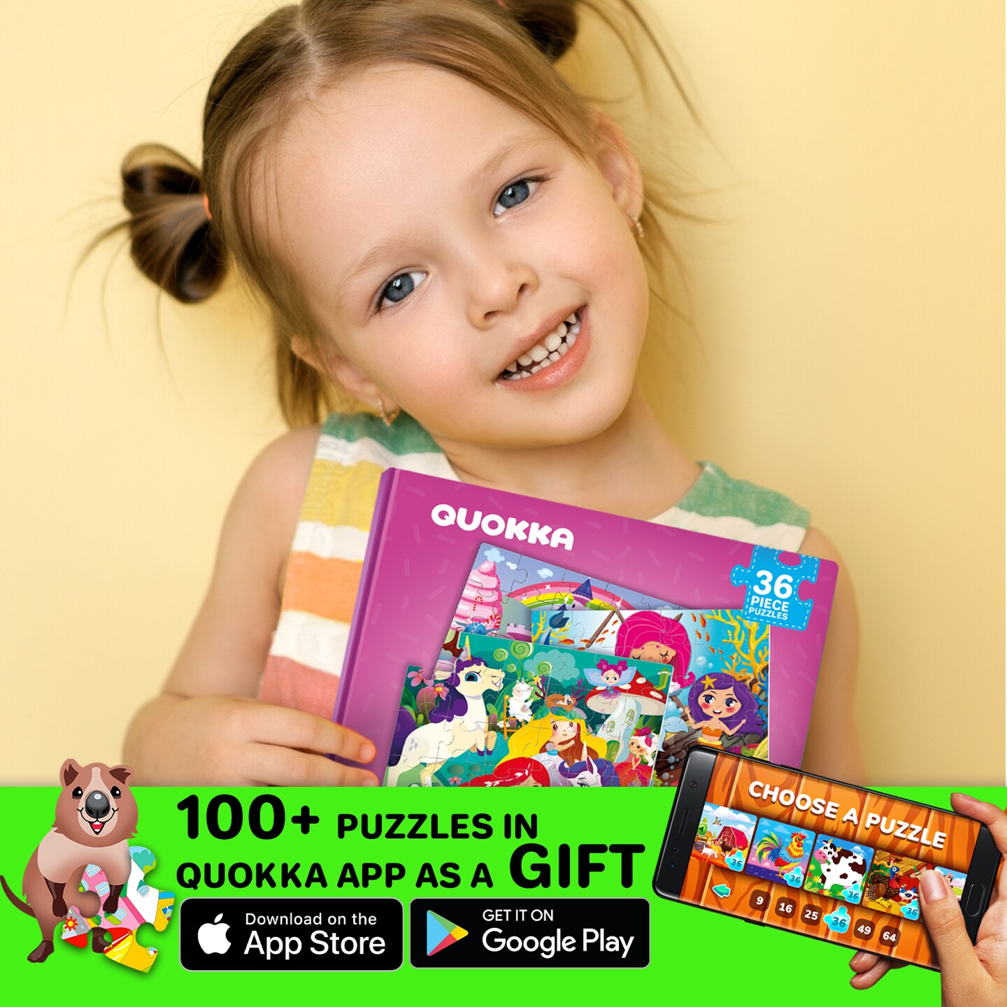 QUOKKA Magnetic Puzzles for Kids 4-6 - 36 Pieces Travel Puzzles Games for Kids Ages 3-5 by QUOKKA - Princess Unicorn Car Activities Toy for Girls 2-4 yo - Learning Magnet Gift for Road Trip