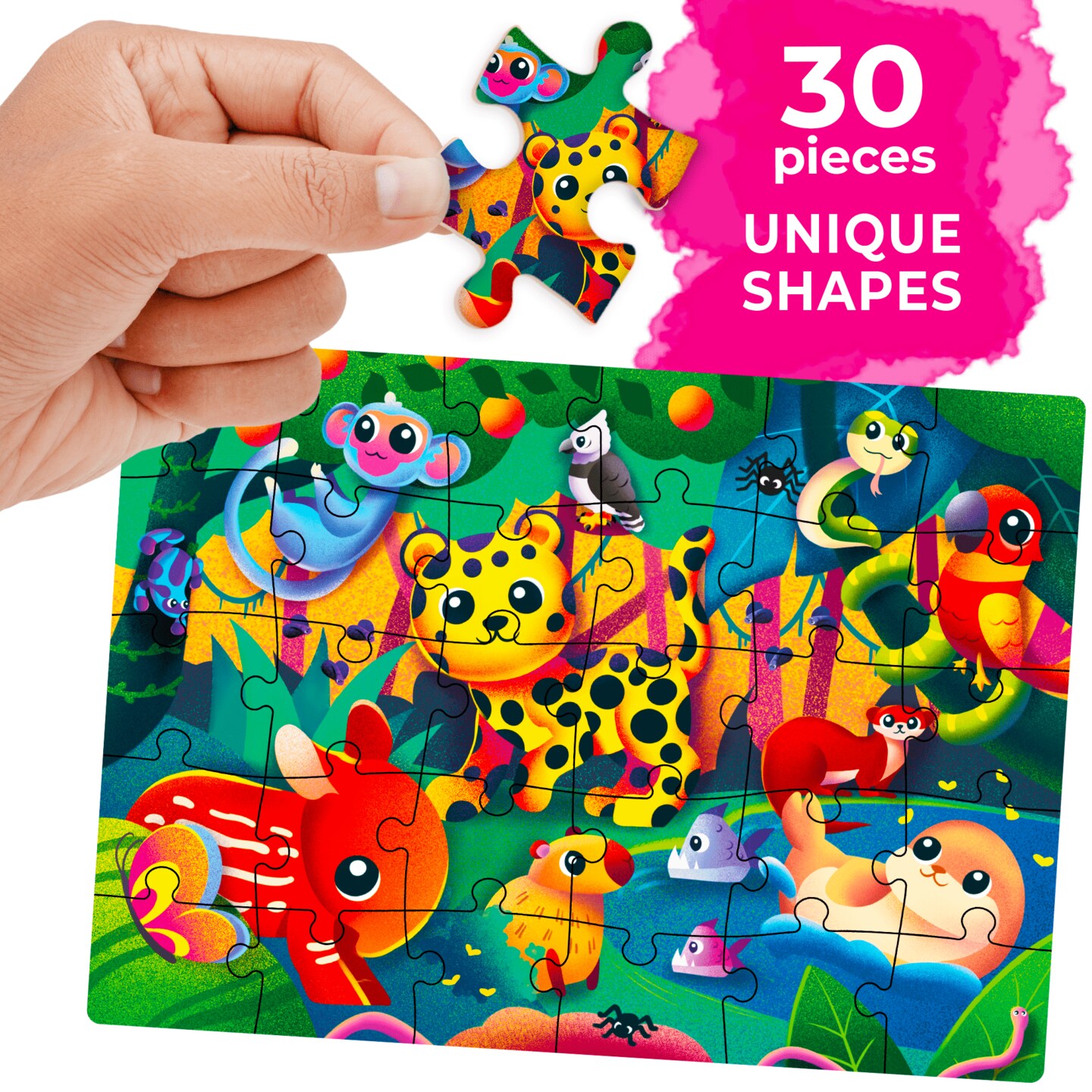 QUOKKA Puzzles for Toddlers 4-6 - 4 x 30 Pieces Puzzles for Kids Ages 3-4 - Dinosaur & Animals Learning Jigsaw Puzzles for Kids 3-5 Years Old - Educational Toys for Boy and Girl