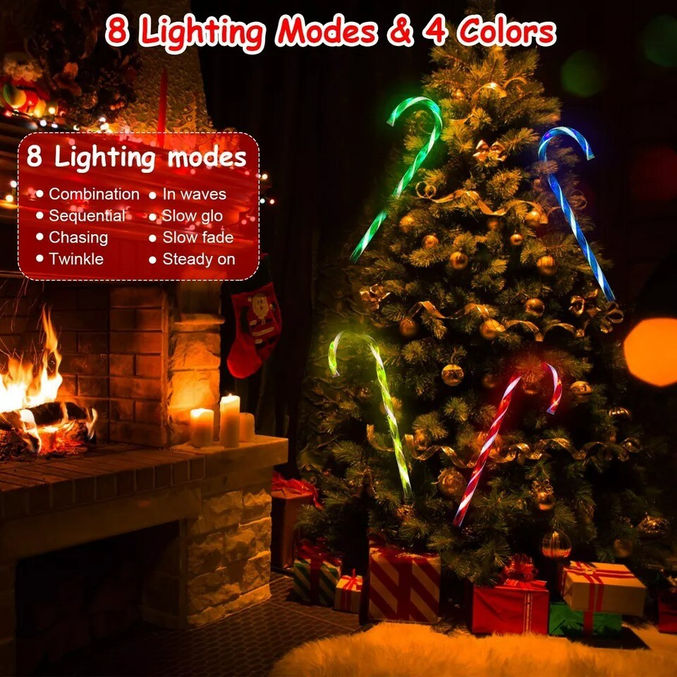 Solar Christmas Candy Cane Pathway Lights Waterproof Outdoor Walkway Lighting