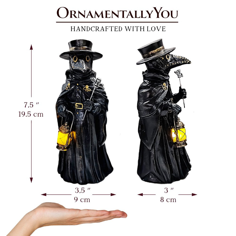 Plague Doctor Creepy Home Figurine, 8&#x22; LED Haunted Halloween House Statue