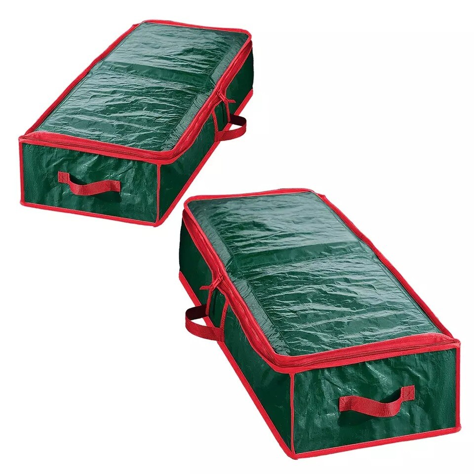 2PC Christmas Wrapping Paper Storage Container-Under bed Gift Wrap Organizer Bag