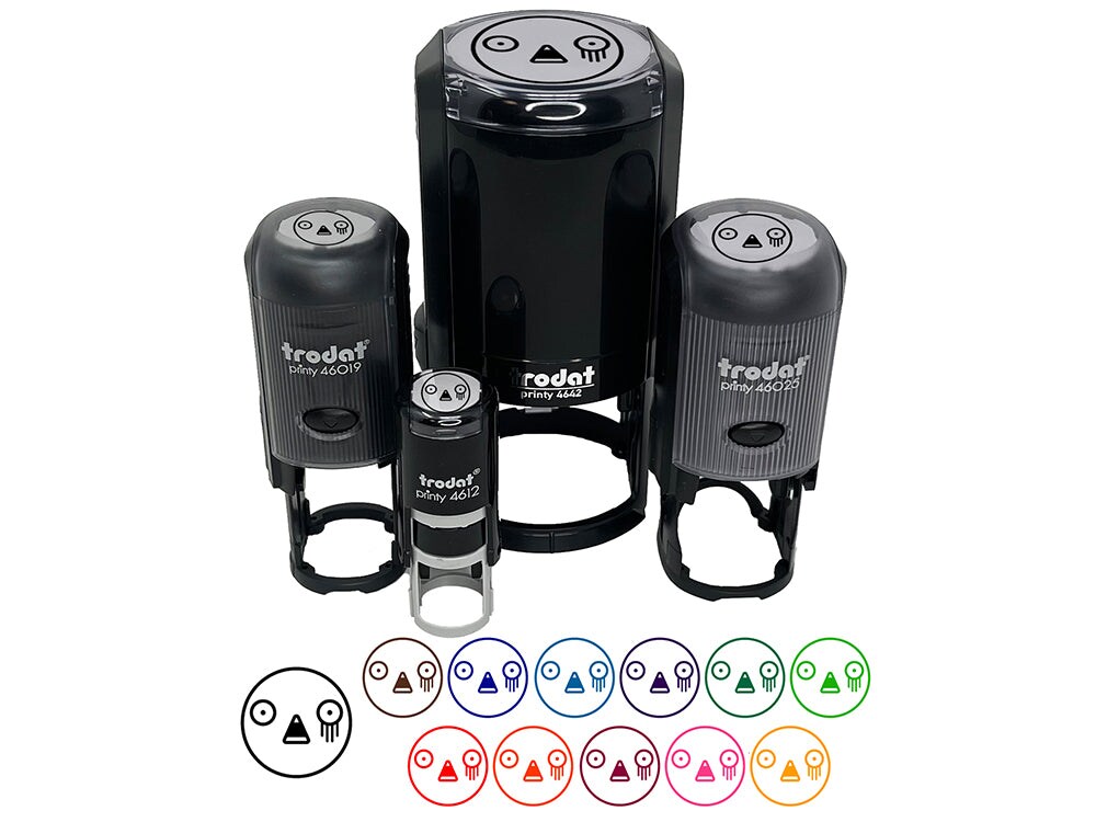 Kawaii Cute Horrified Scared Face Self-Inking Rubber Stamp for Stamping Crafting Planners