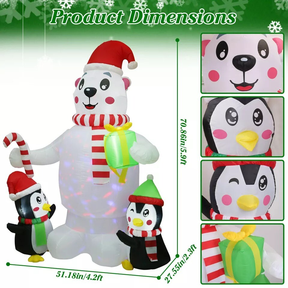 5.9FT Christmas Decoration Inflatable Snowman LED Light Up Garden Xmas