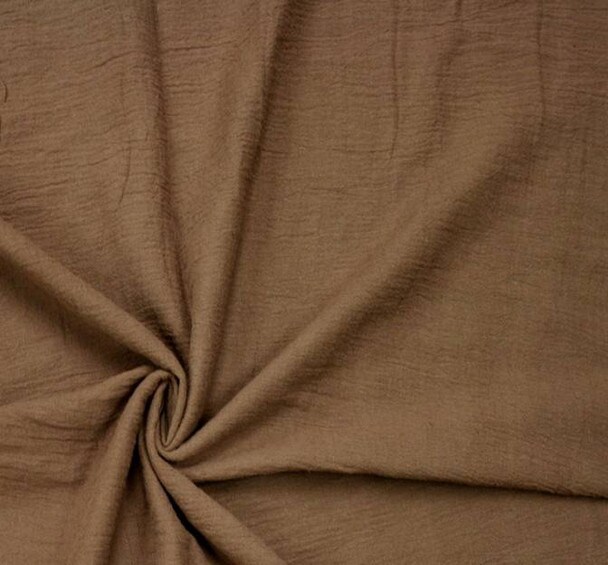 1 Yard Brown Cotton Gauze Apparel Fabric, Breathable 100% Cotton, 48/50&#x2033; Wide