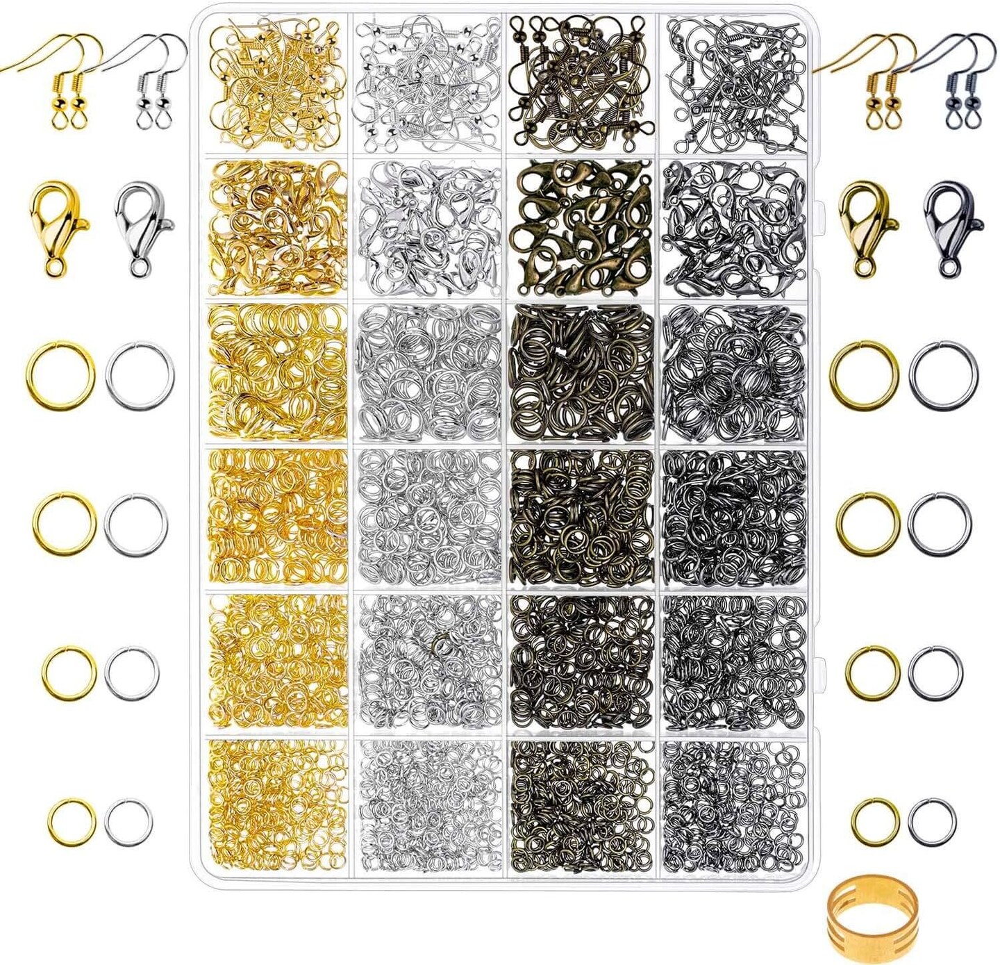 3200Pcs Jewelry Necklace Repair Kit with Jump Rings, Clasps (Bronze)