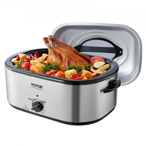 Stainless Steel Roaster Oven 18–22 QT, 1450W with Self-Basting Lid