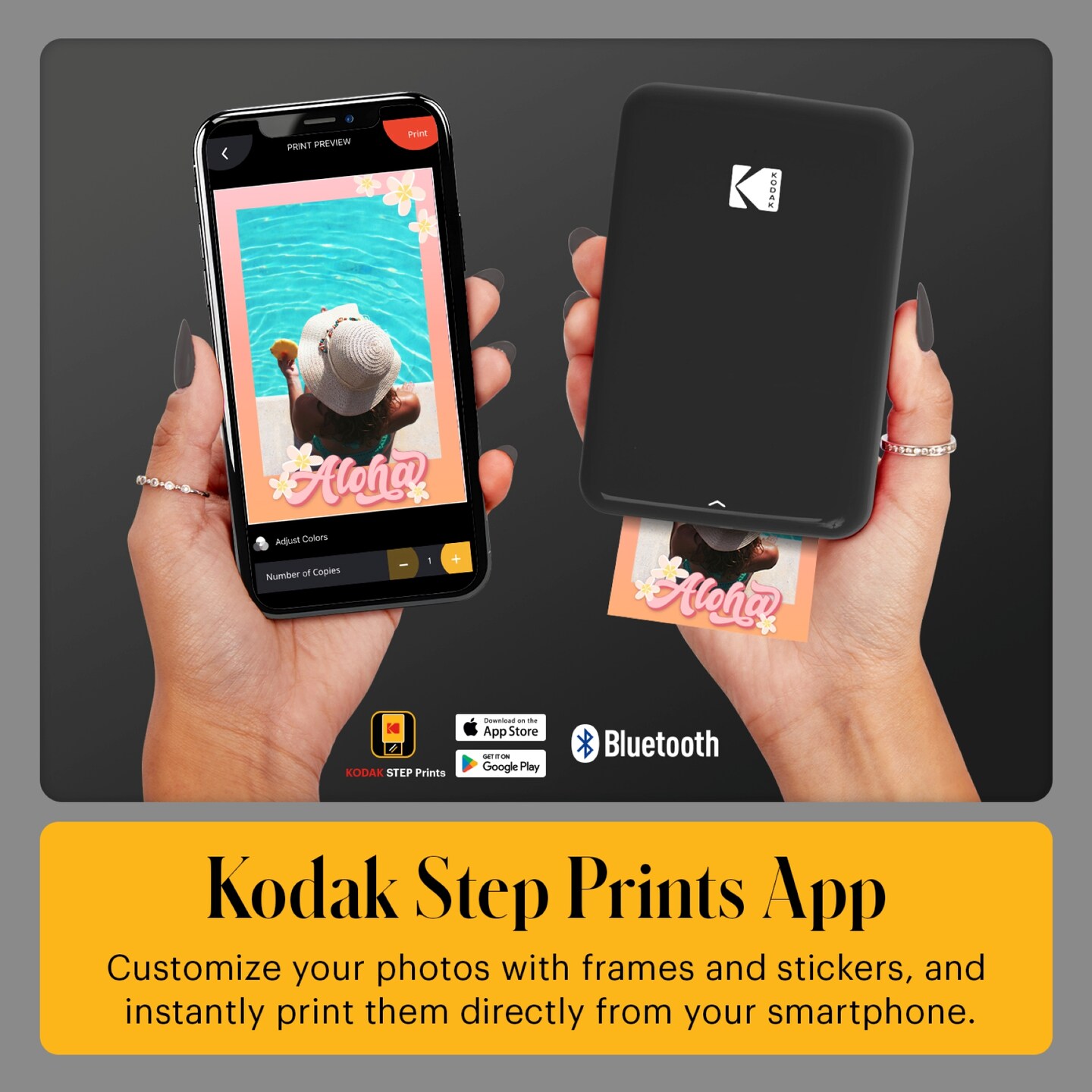 Kodak Step Mobile Instant Photo Printer, Portable Printer Compatible with iOS & Android