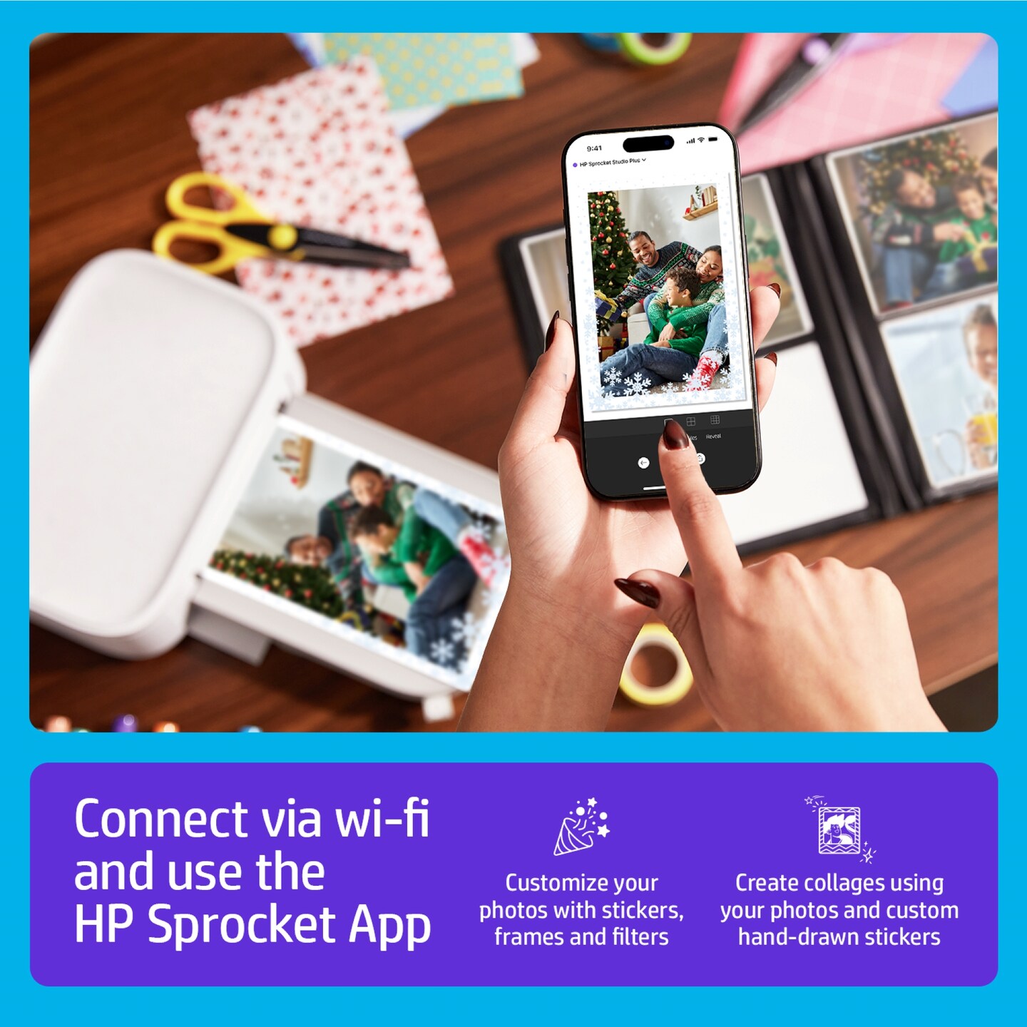 HP Sprocket Studio Plus Portable Printer, 4x6" WiFi Instant Photo Printer for iOS & Android Devices