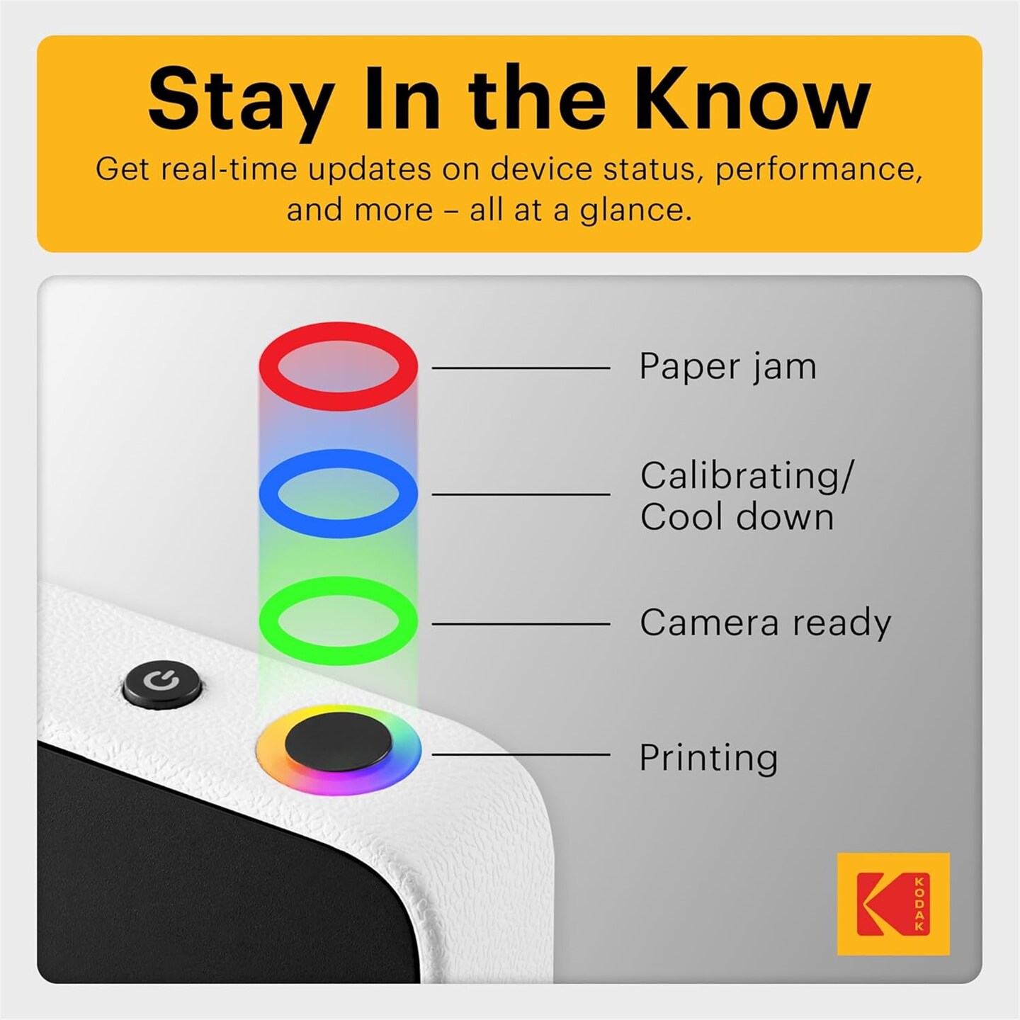 Kodak Printomatic+ Instant Print Digital Camera -10MP Portable Camera with Interactive RGB LED Status Indicator, Prints Full-Color Photos on Zink 2x3” Sticky-Backed Photo Paper - Easy & Fun