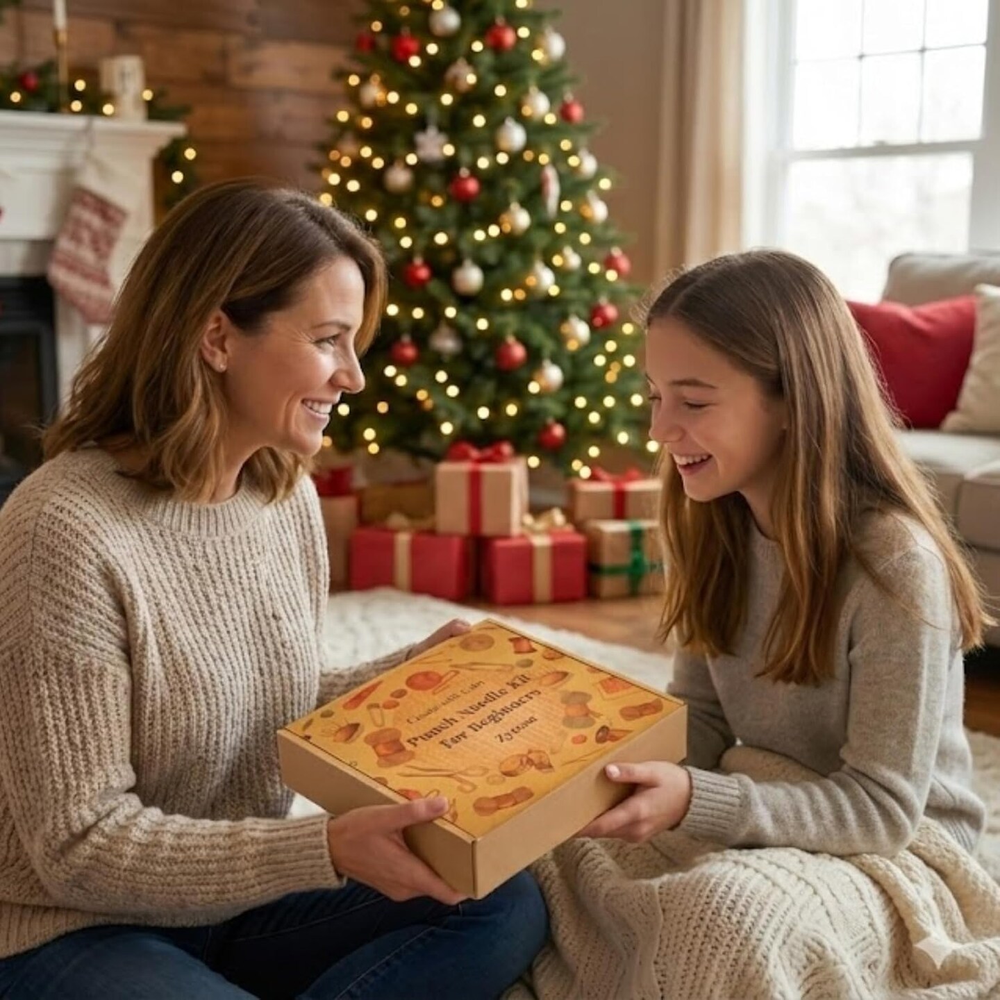 Punch Needle Kit for Beginners & Adults – Complete Starter Set with Printed Fabric, 8" Non-Slip Hoop, 3 Interchangeable Needles & Premium Merino Yarn – Joyful Days