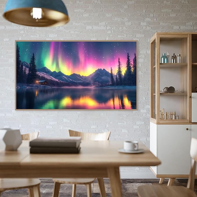 Large Diamond Art Kits for Adults,Aurora Diamond Painting for Adults Beginner,DIY Aurora Mountain Lake Art Painting with Full Drill Diamond Art and Crafts Home Wall Decor 27.5 X 15.7inch