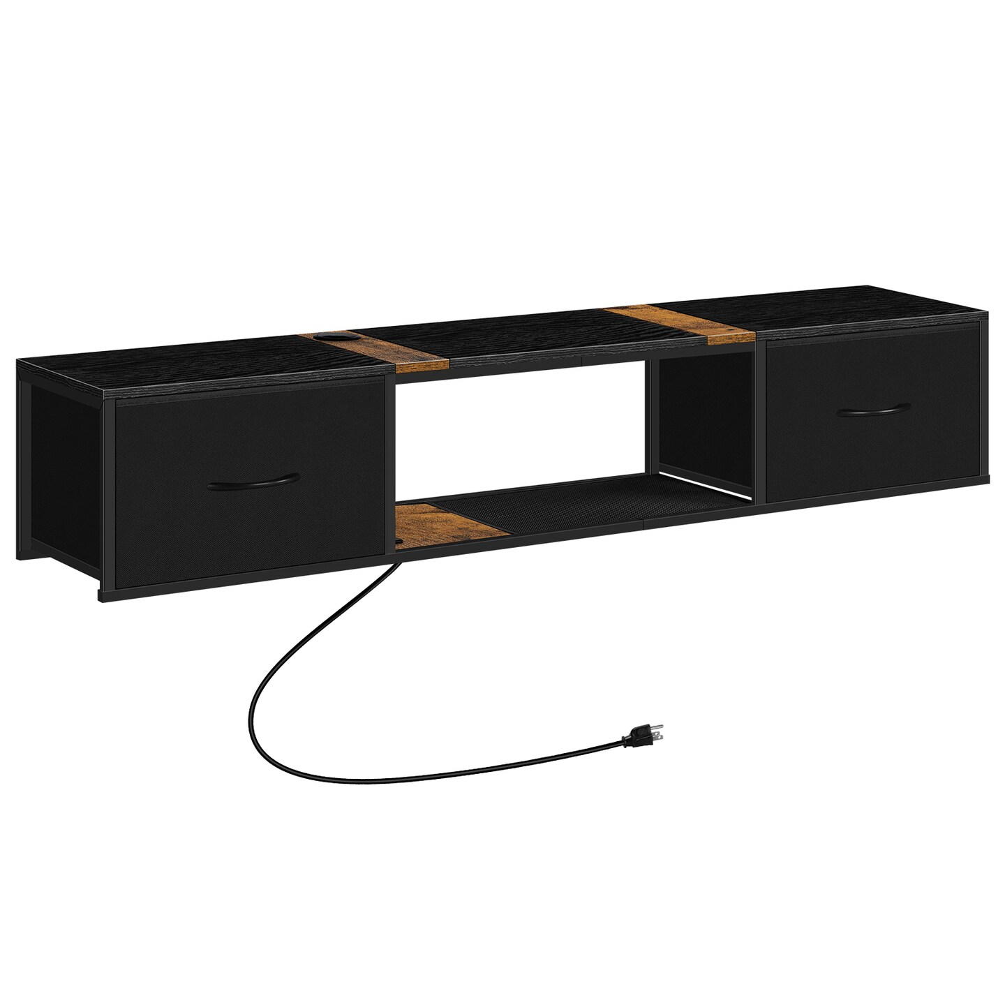 Floating TV Stand with Charging Station, Fits Up to 55 Inch TVs, 2 Drawers & Cable Management