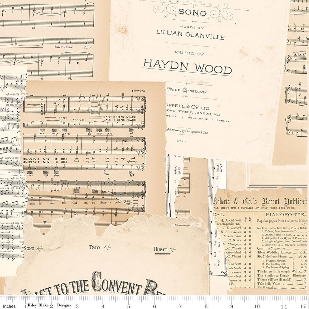 Melody in Parchment (c17295-parchment) | Rose & Violet's Bouquet des Fleurs | Miss Rose Sister Violet | Riley Blake