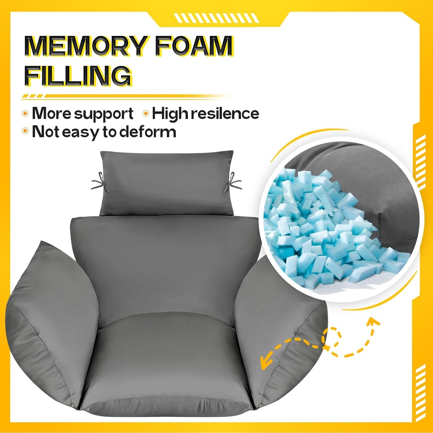 Hanging Swing Hammock Seat Cushion Egg Chair Sofa Pillow Thick Filling Soft Pad