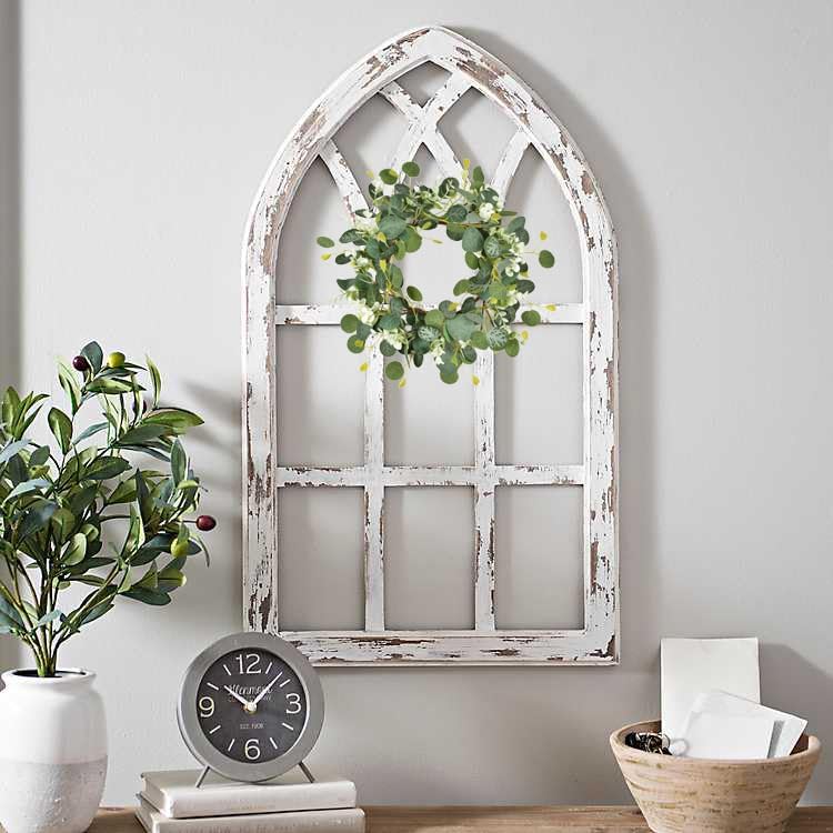 Spring Wreaths for Front Door, 14" Artificial Eucalyptus Wreath – Lifelike Green Leaf Wreath for Indoor & Outdoor Farmhouse, Wall, Door, Kitchen & Seasonal Décor