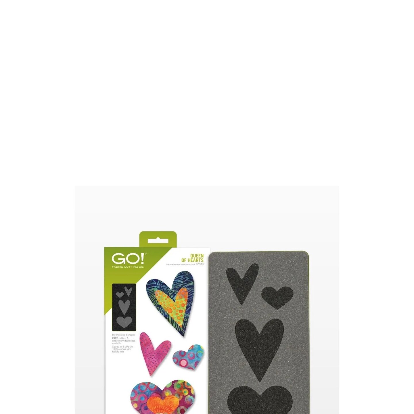 AccuQuilt GO! Queen of Hearts Die – Multi-Size Heart Appliqué Quilting Die, 6" x 12", Fits GO! Cutter