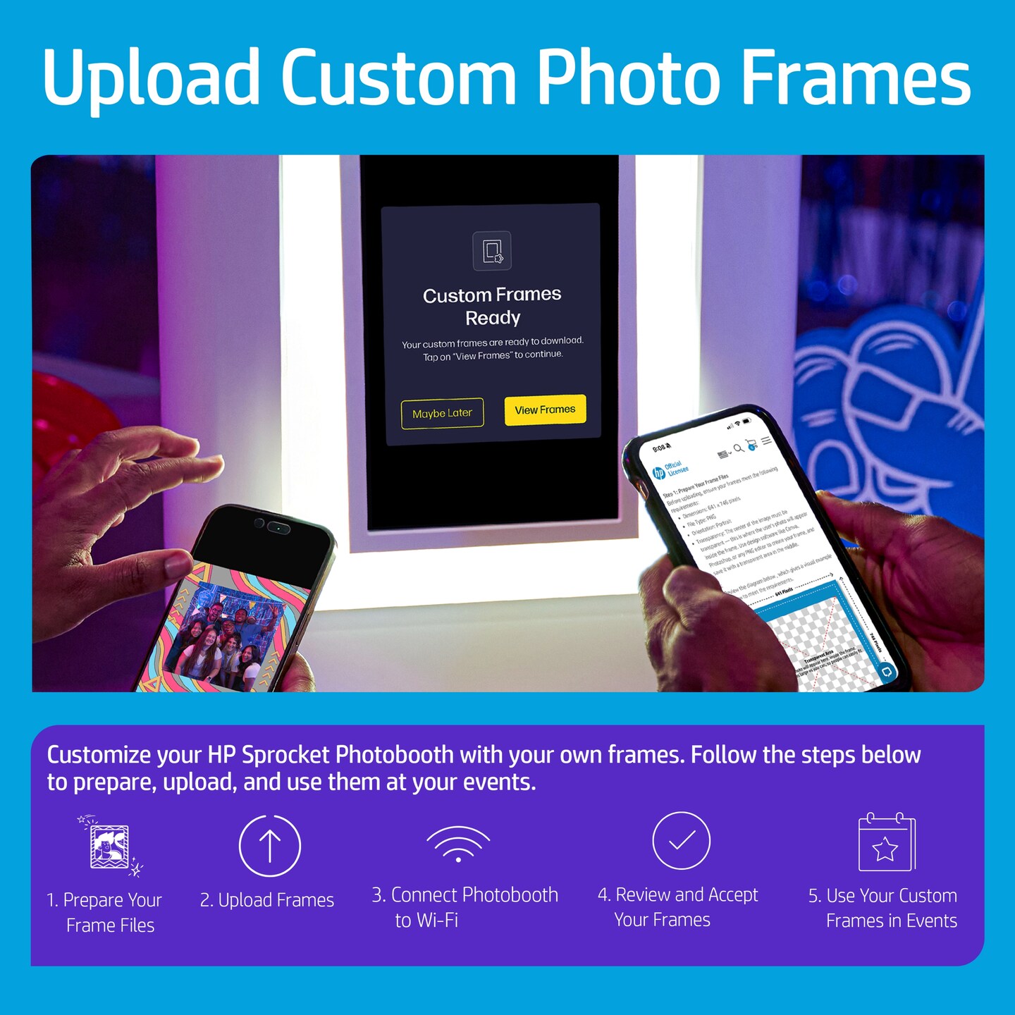 HP Sprocket Photobooth 3" x 4" Color Photo Printer with Touch Screen, LED Ring Light, Wi-Fi & More!