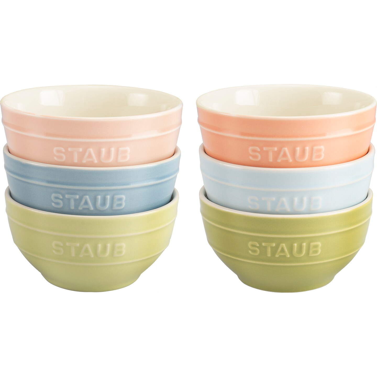 Staub Ceramic 6-pc 12.8 oz. Small Universal Bowls in Macaron Pastel Colors