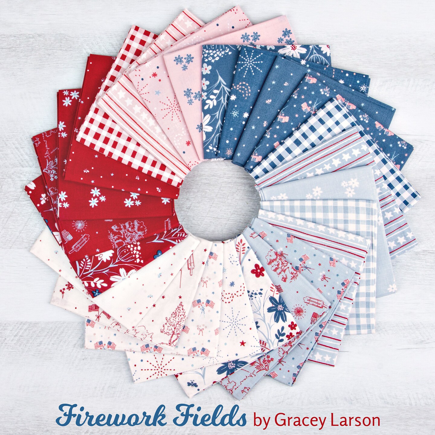 Stars And Stripes in Pink (c17584-pink) | Firework Fields | Gracey Larson | Riley Blake