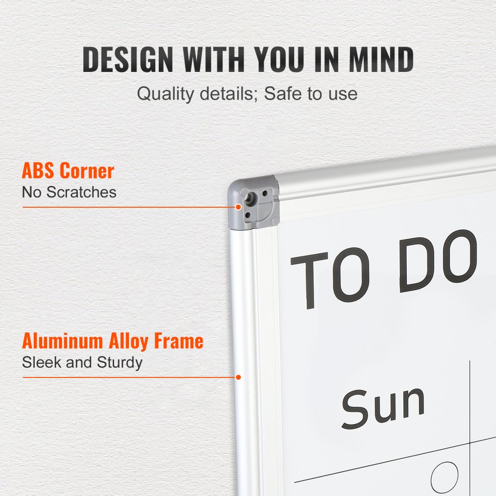 White Aluminum Magnetic Calendar Whiteboard Dry Erase Wall Mount Planner Board