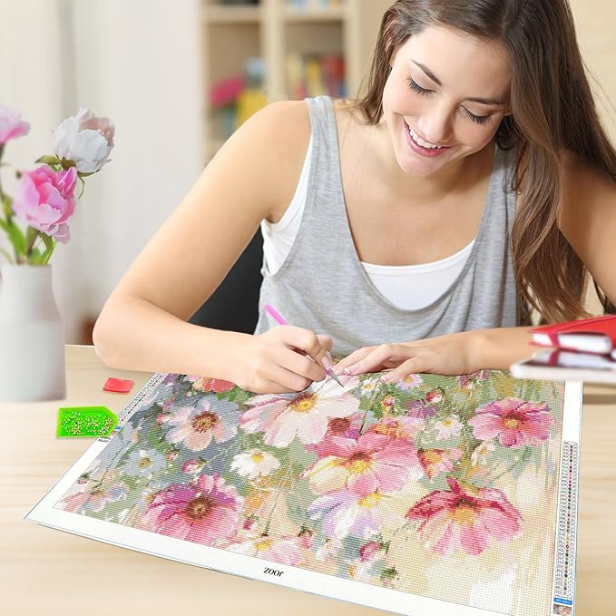Large Diamond Painting Kits for Adults - DIY 5D Flowers Diamond Art Kits for Adults, Full Drill Flowers Diamond Art Painting, Gem Art Kits for Home Wall Decor (27.5 X 15.7 Inch)