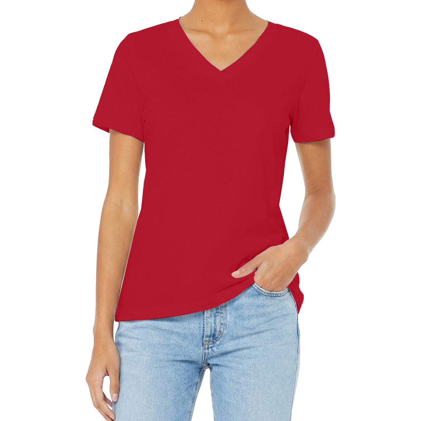 BELLA + CANVAS Women’s Relaxed Jersey V-Neck T-shirt, 100% Cotton Relaxed fit Tee