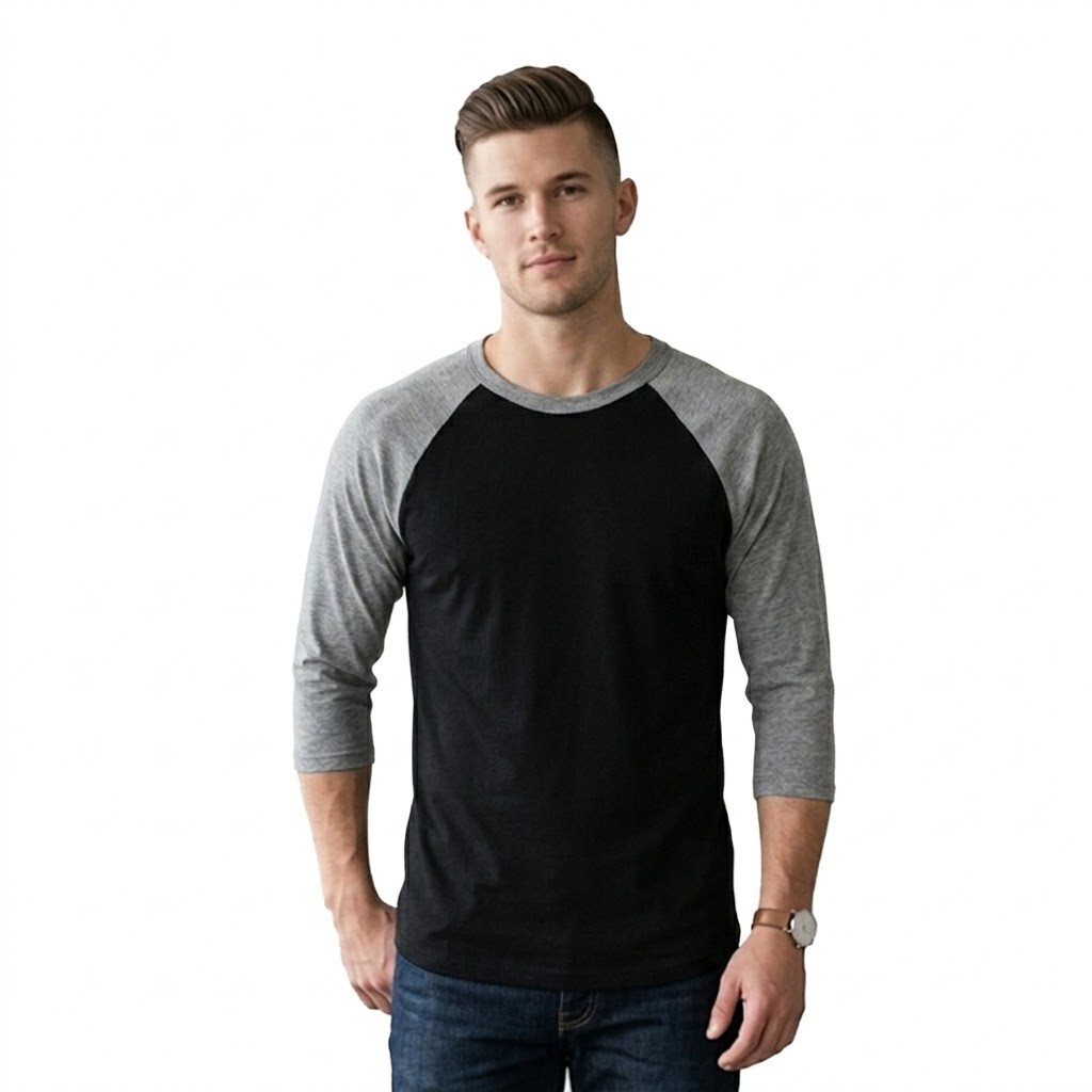 BELLA + CANVAS® Unisex Three-Quarter Sleeve Baseball Tee Raglan Contrast Sleeve Lightweight Retail Fit Shirt