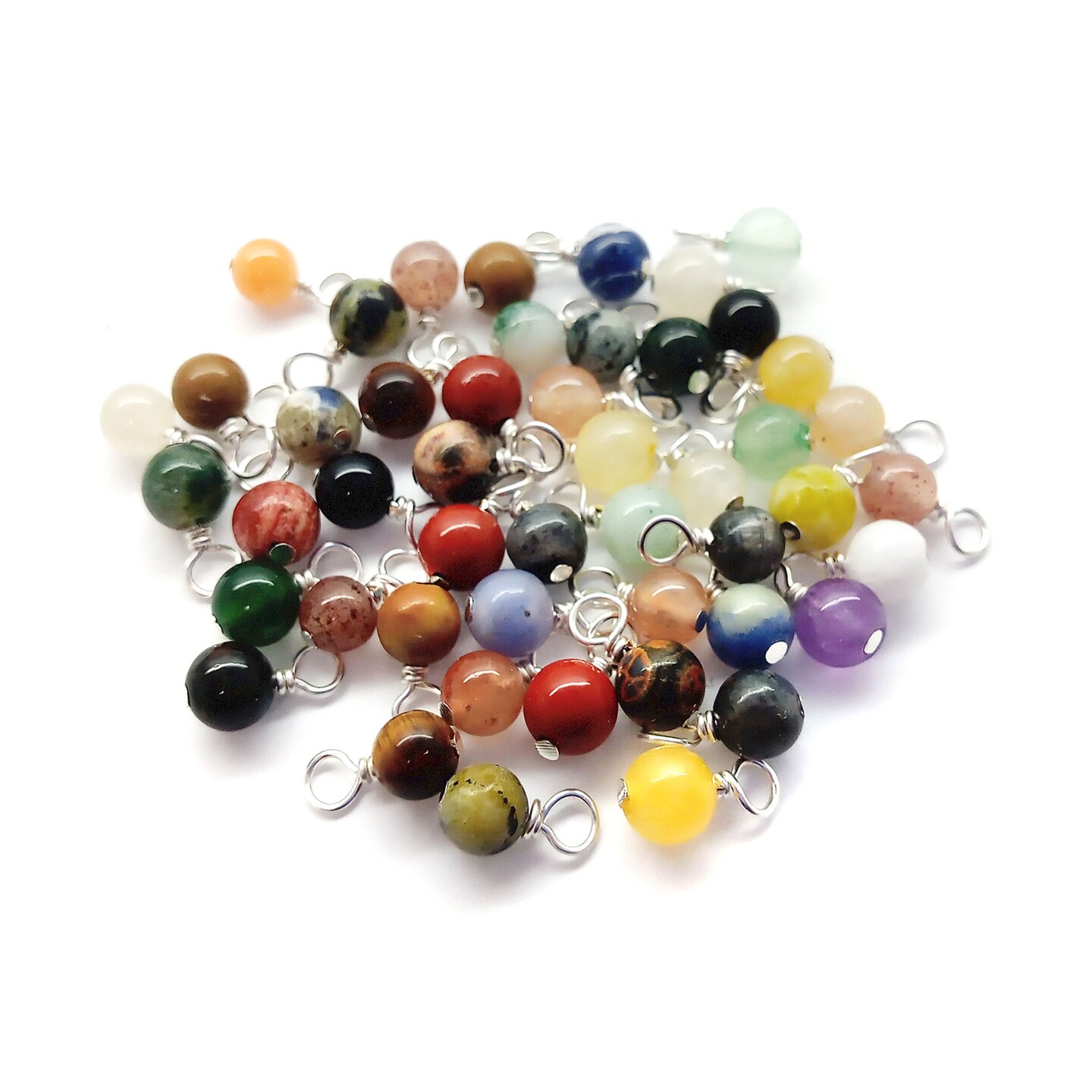 Tiny Gemstone Dangle Charms, 20 pcs, 4mm Bead Mix, Adorabilities