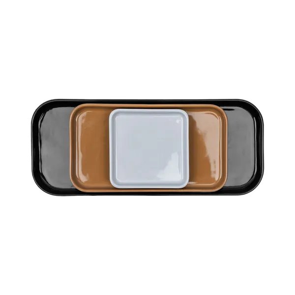 3-Piece Ceramic Decorative Tray Set – Black, Gray & Brown Nesting Display Trays for Table, Countertop & Shelf Decor