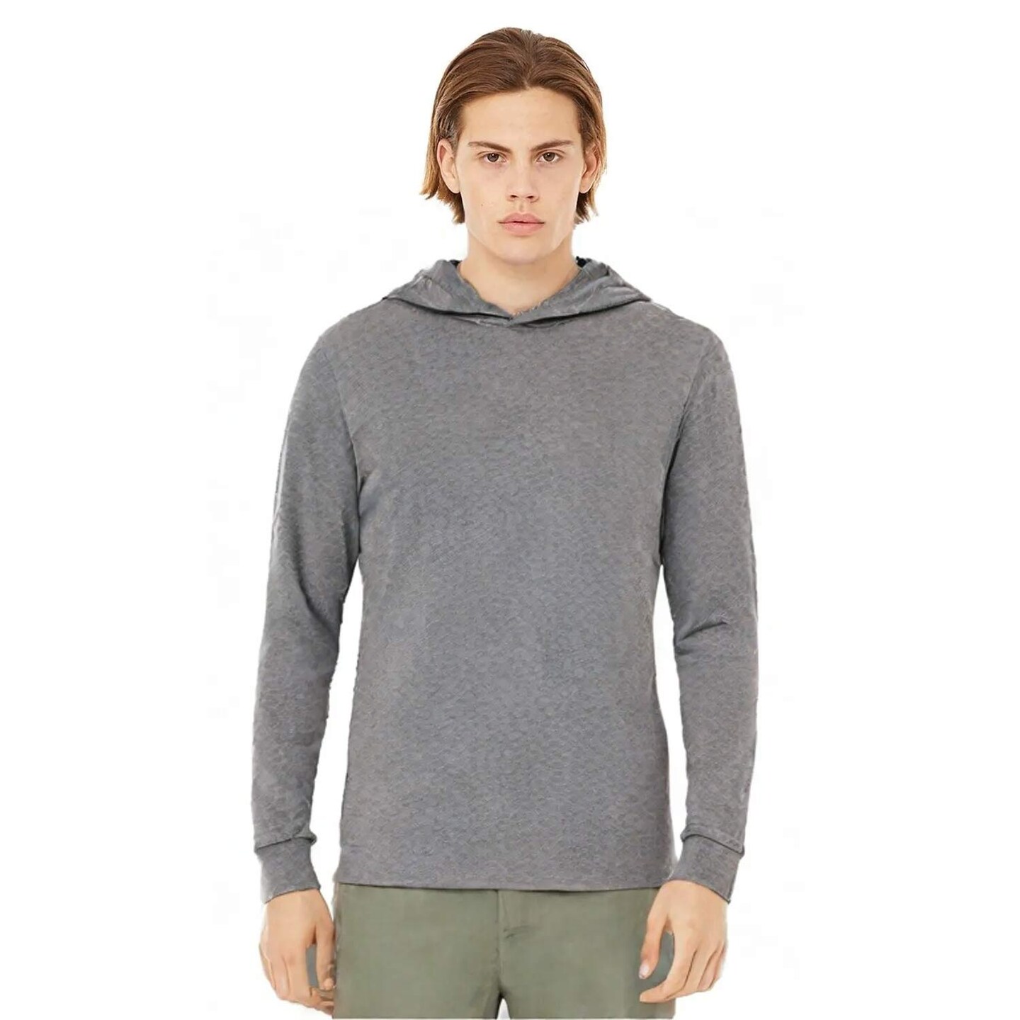 BELLA+CANVAS Jersey Hooded Long Sleeve Tee for Everyday Wear, Casual Style & Lightweight Comfort Unisex Shirt