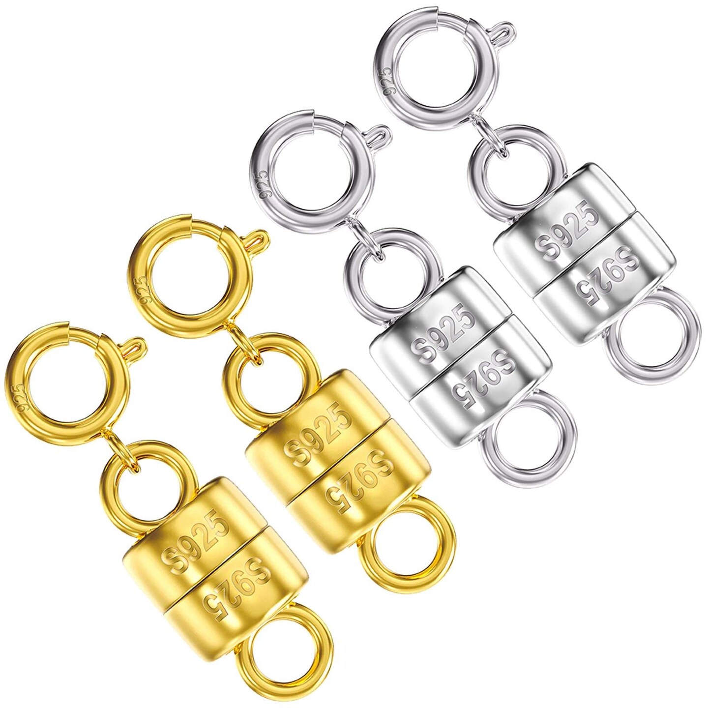 925 Sterling Silver Magnetic Necklace Clasps and Closures,Gold and Silver Magnetic Clasp Converter for Jewelry Making Supplies,Chain Extender Connector for Small Necklace Bracelet