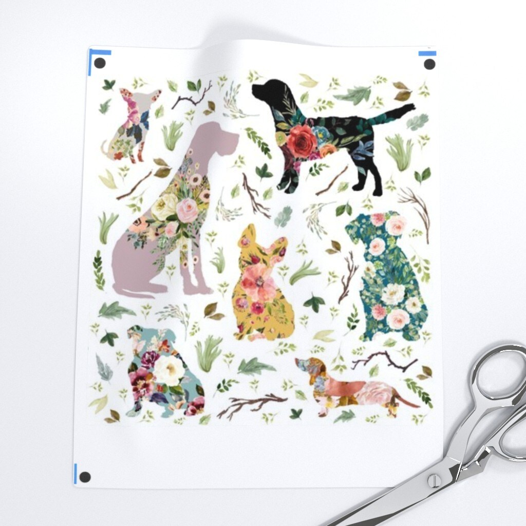 Floral Dogs Kids Baby Rescue Rustic Colorful Watercolor Custom Removable Wallpaper by Spoonflower Peel & Stick Wallpaper 2FT Wide