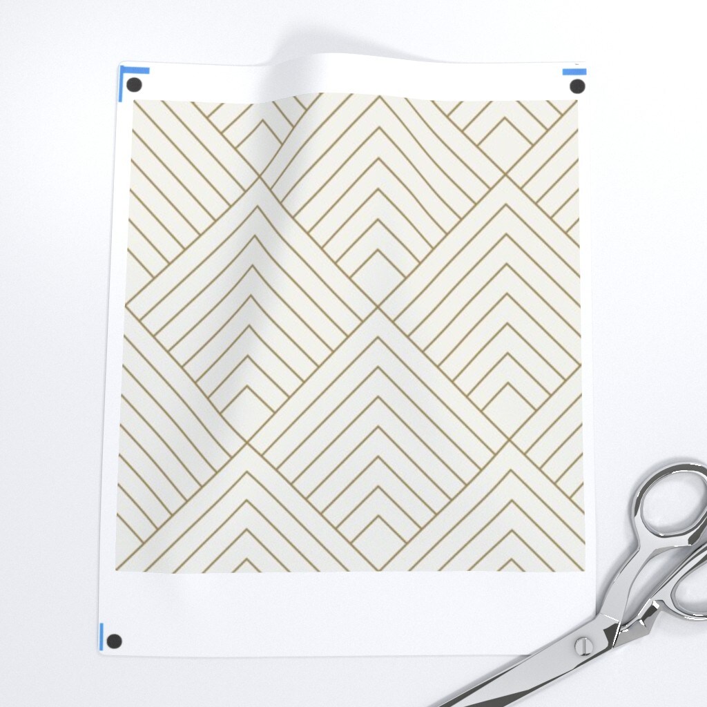 Gold White Geometric Diamond Art Deco Triangle Line Custom Removable Wallpaper by Spoonflower Peel & Stick Wallpaper 2FT Wide