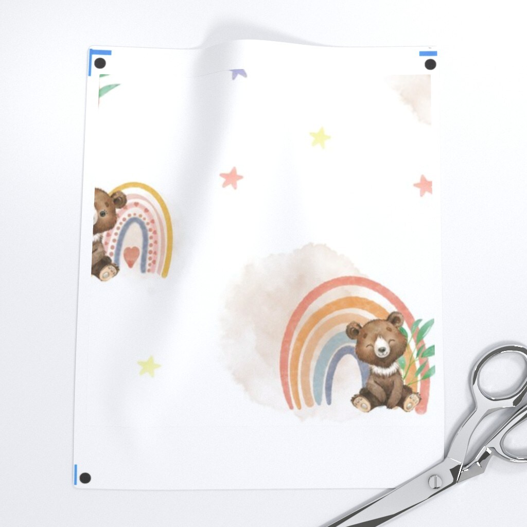 Woodland Nursery Cute Bears Watercolor Rainbow Kids Forest Animals Baby Stars Custom Pre-pasted Wallpaper by Spoonflower Pre-Pasted Wallpaper 2FT Wide
