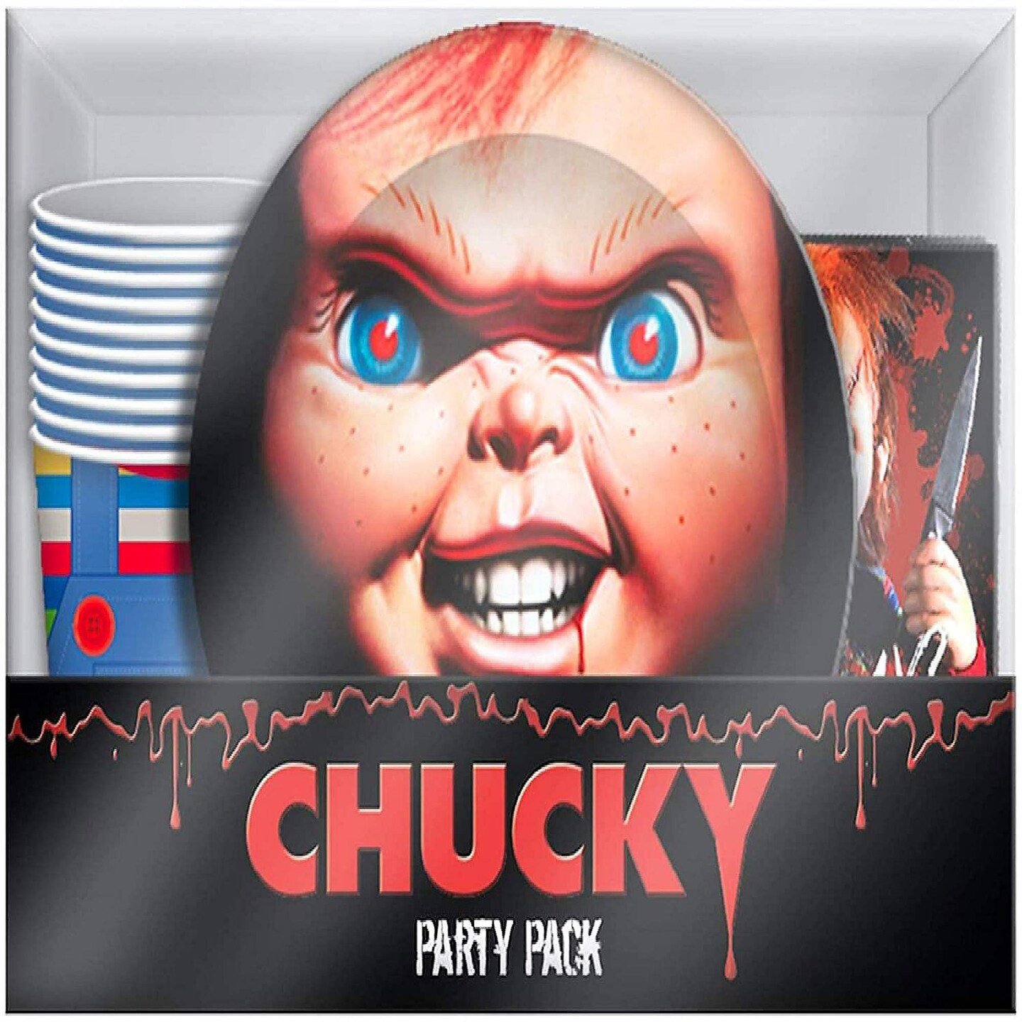 60 Piece Kids Chucky Party Tableware Set Paper Plates Cups Napkins